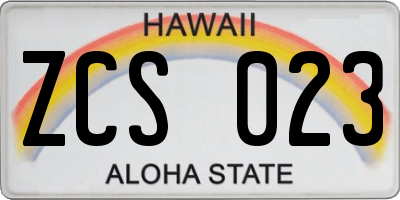 HI license plate ZCS023