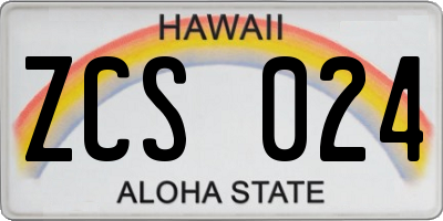 HI license plate ZCS024