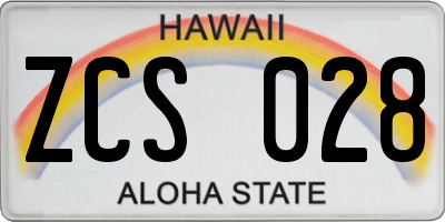 HI license plate ZCS028