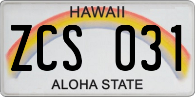 HI license plate ZCS031