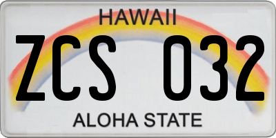 HI license plate ZCS032