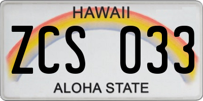HI license plate ZCS033