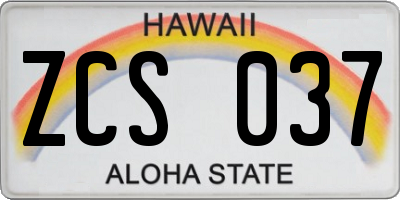 HI license plate ZCS037