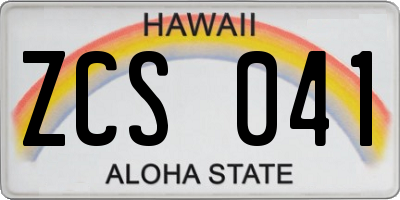 HI license plate ZCS041