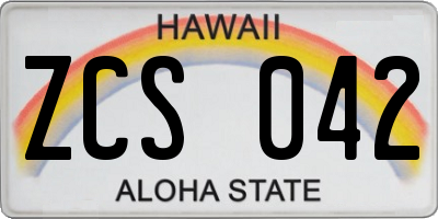 HI license plate ZCS042