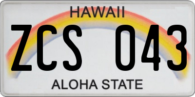 HI license plate ZCS043
