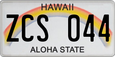 HI license plate ZCS044