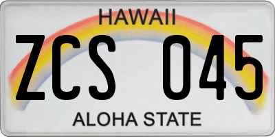 HI license plate ZCS045