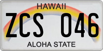 HI license plate ZCS046