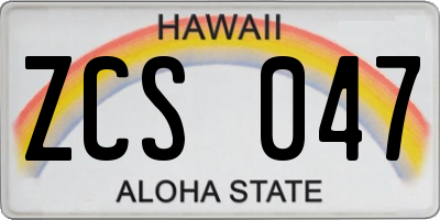 HI license plate ZCS047