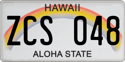 HI license plate ZCS048