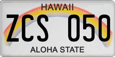 HI license plate ZCS050