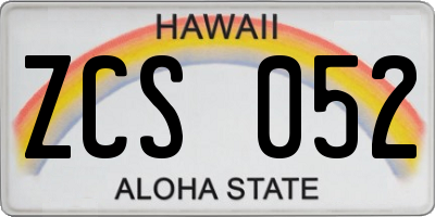 HI license plate ZCS052