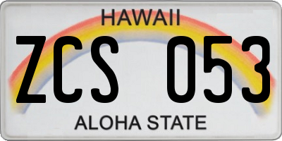 HI license plate ZCS053