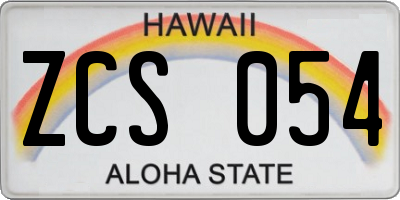 HI license plate ZCS054