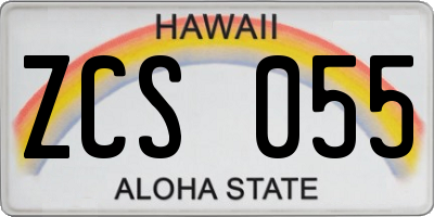HI license plate ZCS055