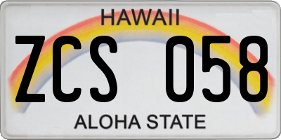 HI license plate ZCS058