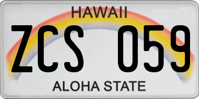 HI license plate ZCS059