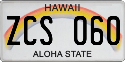 HI license plate ZCS060