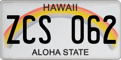 HI license plate ZCS062