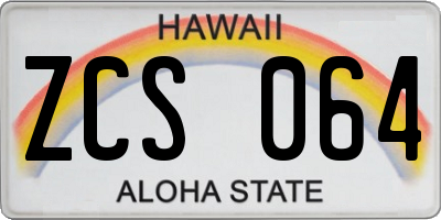 HI license plate ZCS064