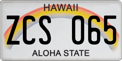 HI license plate ZCS065