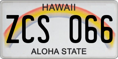 HI license plate ZCS066