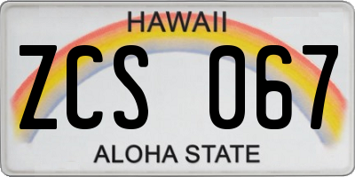 HI license plate ZCS067