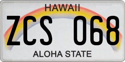 HI license plate ZCS068