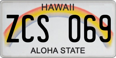 HI license plate ZCS069