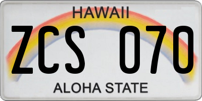 HI license plate ZCS070