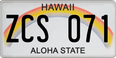 HI license plate ZCS071