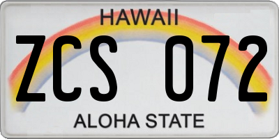 HI license plate ZCS072