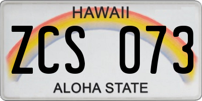 HI license plate ZCS073