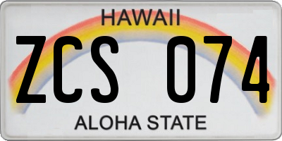 HI license plate ZCS074