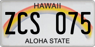 HI license plate ZCS075