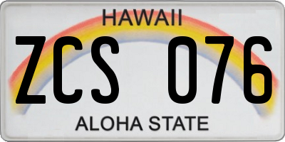 HI license plate ZCS076