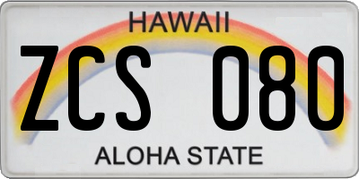 HI license plate ZCS080