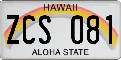 HI license plate ZCS081