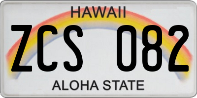 HI license plate ZCS082