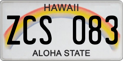 HI license plate ZCS083