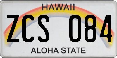 HI license plate ZCS084
