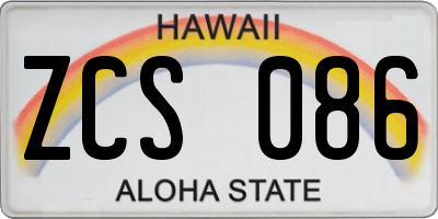 HI license plate ZCS086