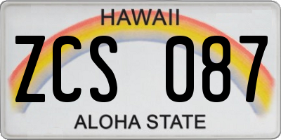 HI license plate ZCS087