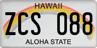 HI license plate ZCS088