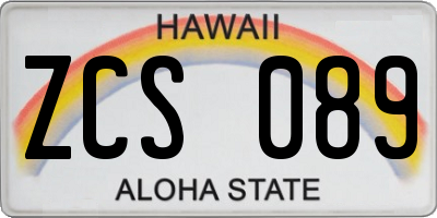 HI license plate ZCS089