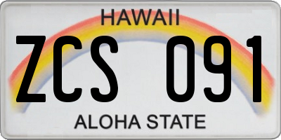 HI license plate ZCS091