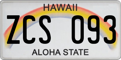 HI license plate ZCS093