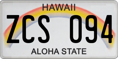 HI license plate ZCS094