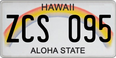 HI license plate ZCS095